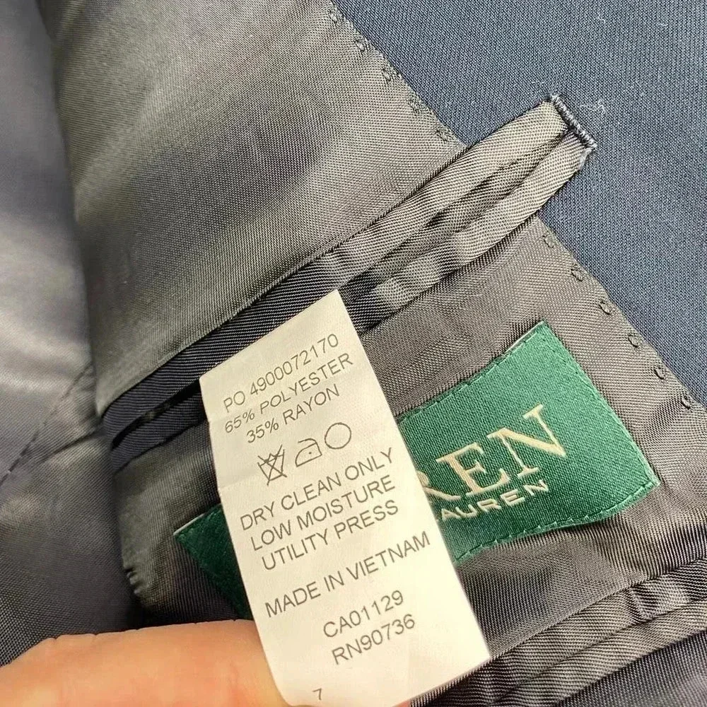 RALPH LAUREN Boys Navy BuTrim Front Blazer Suit Jacket 7 - Picture 6 of 8